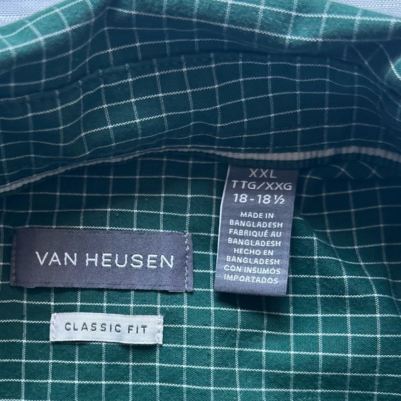 Van Heusen Green Checkered Short Sleeve Button Down Shirt - Picture 7 of 11